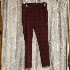 LOFT Burgundy Plaid Trousers